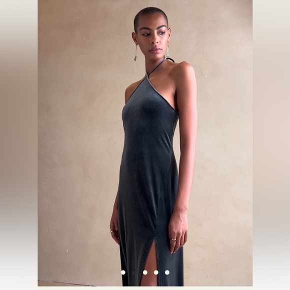 Banana Republic Grey Velvet Midi Dress - Picture 3 of 6